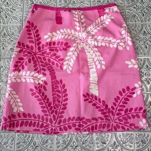 Lilly Pulitzer Vintage White Label Pink Palm Tree Mini Skirt Size 2
